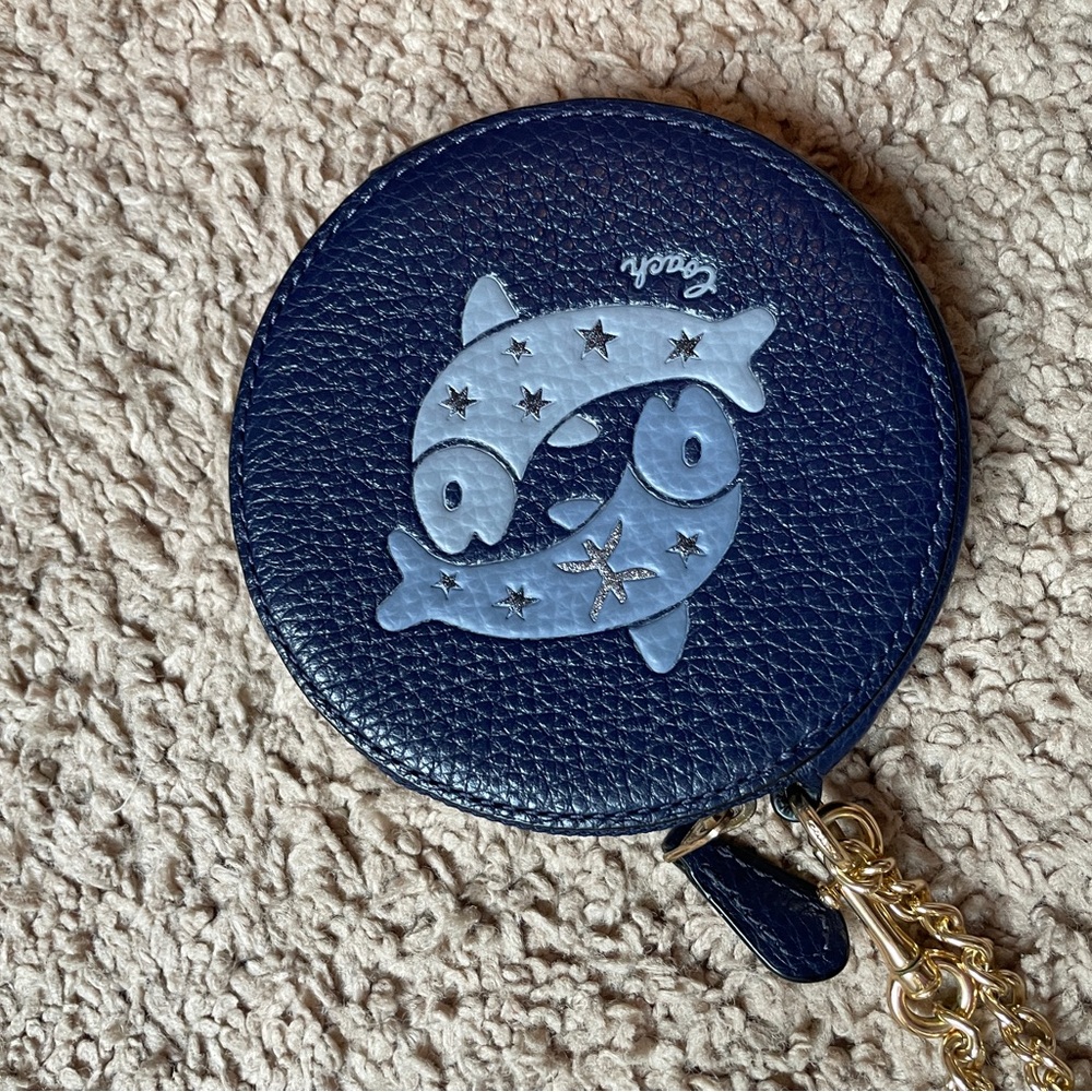 Coach Zodiac Pices Navy Blue Coin Purse